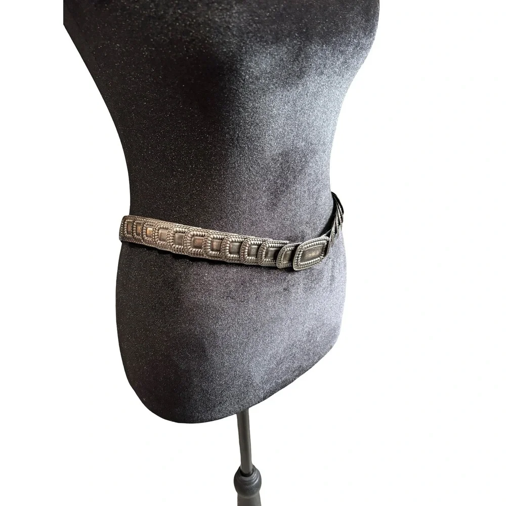 Vintage Silver Tone Concho Stretch Belt Western Boho Elastic Waist One Size